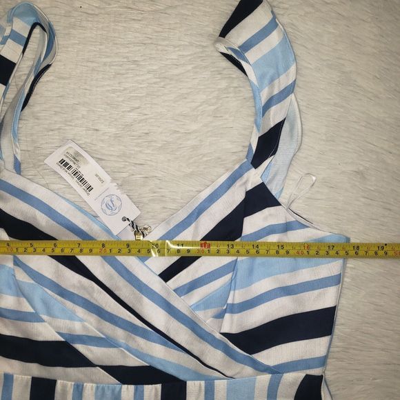 NWT Draper James Sz 10 Blue & White Stripe Midi Dress Sleeveless Modern Classic - Picture 12 of 14